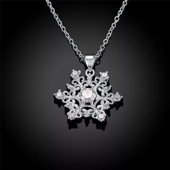 Jewelry - Snowflake Necklace Antique Vintage Style Silver Filigree New